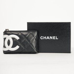 Chanel 12C Noir & Argen Cambon CC Quilted Card Case